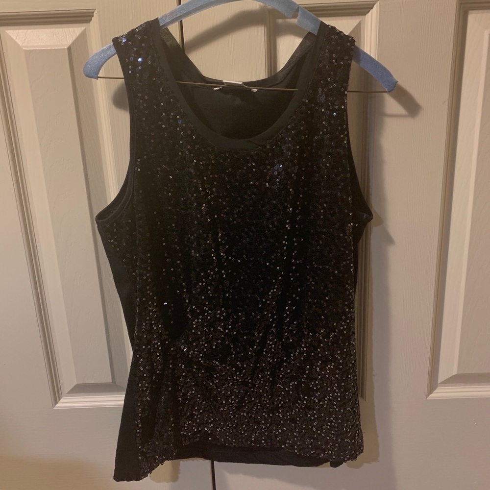 black sequin tank